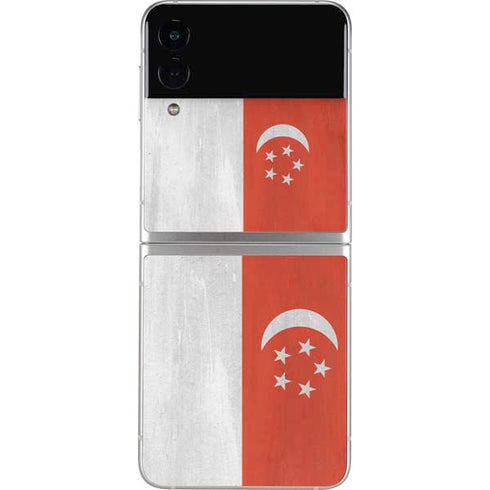 Singapore Flag Distressed Galaxy Z Flip3 5G Skin